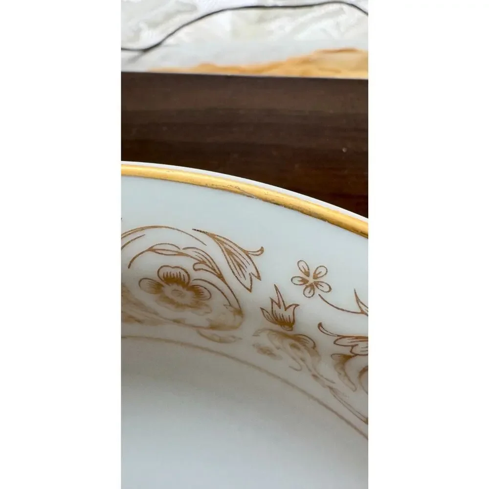 Noritake Raphael 6679 Rim Soup Bowls Set of 7 Japan Gold Scroll Floral Vintage